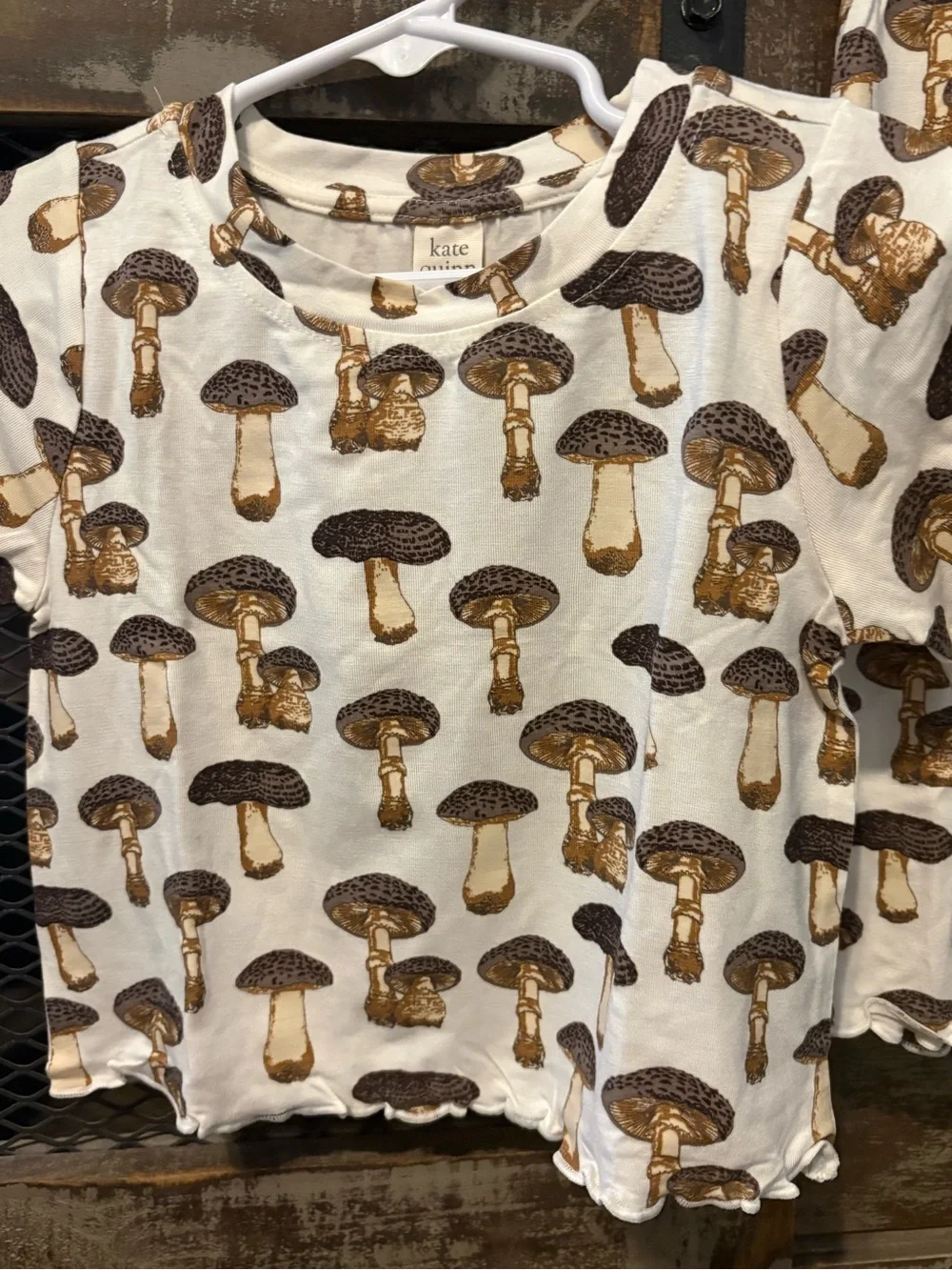 kate quinn-Organic cotton-Neutral Mushroom/fungi Jade wide leg pants & shirt set